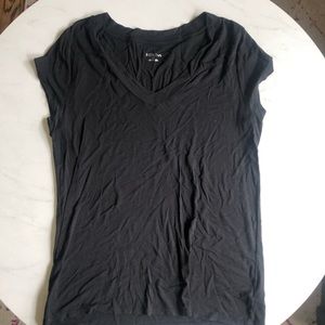 Black V-Neck Short Sleeve Top